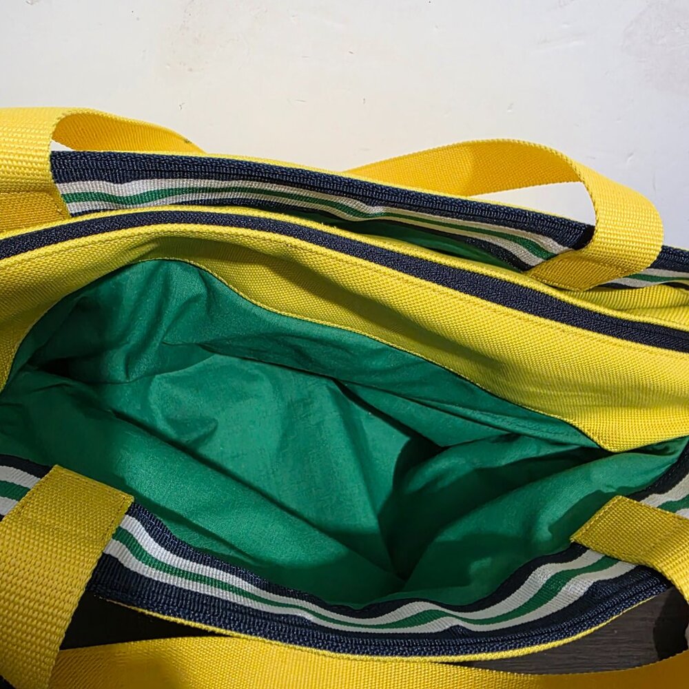 Lacoste Yellow Canvas Handbag Handle Satchel Logo - Picture 7 of 12
